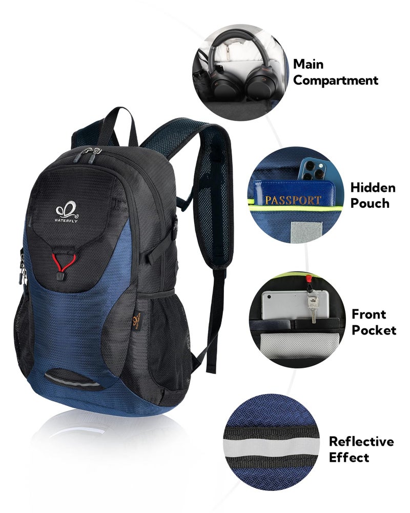 WATERFLY Lightweight Packable Hiking Backpack: 30L Foldable Travel Daypack Ultralight Camping Day Pack for Woman Man - Image 3